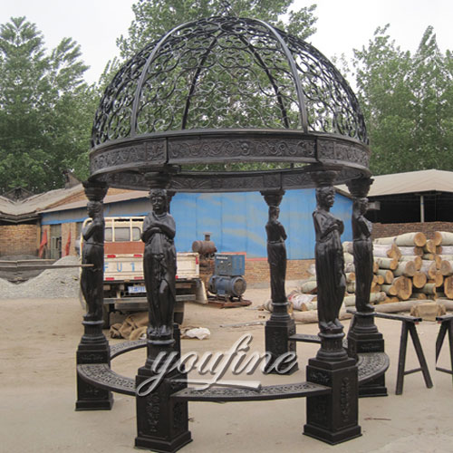 Buying small outdoor garden round metal steel roof gazebo with woman statue