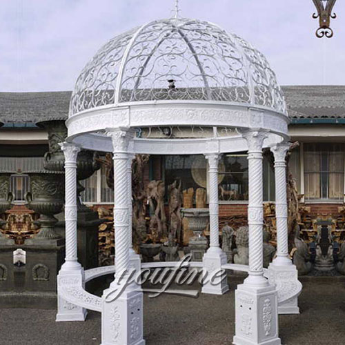 Buying outdoor White marble metal gazebo for garden decor