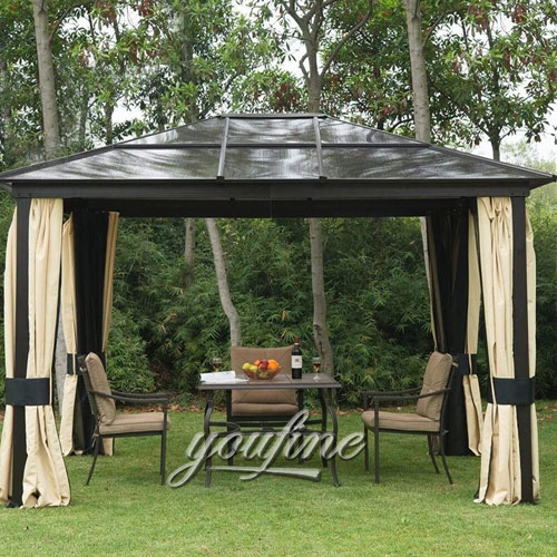 Outdoor large wrought iron hardtop 4×4 gazebo tent with best price