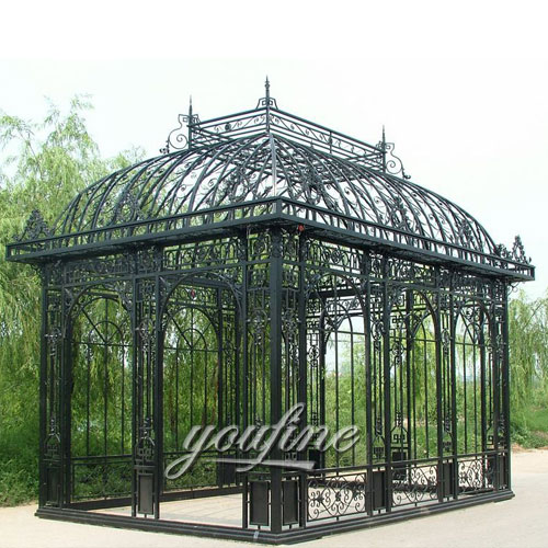 Outdoor large metal garden hardtop black gazebo with best price