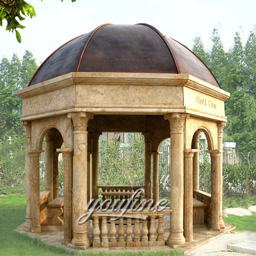 Hot sale marble pavilion gazebo for garden in beige marble