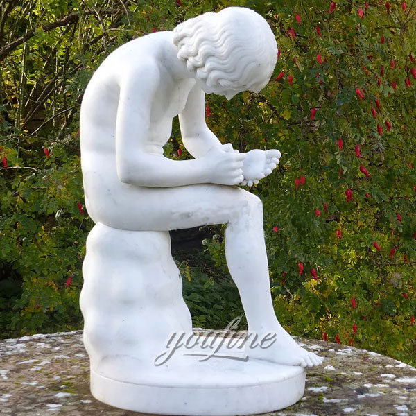 Life size garden sculptures of Boy Pulling a Thorn from His Foot by Antico for sale