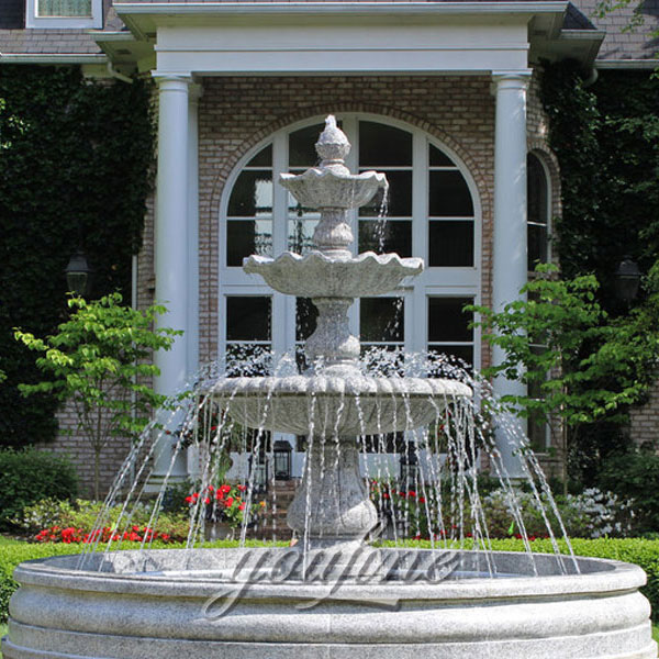 Outdoor 3-tiers waterfall garden fountain made of marble for sale