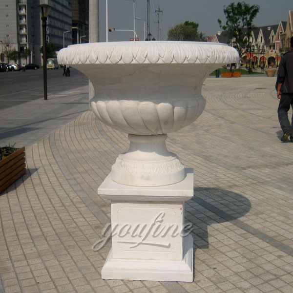 Outdoor garden marble planter with base suppliers