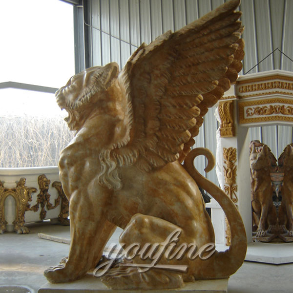 The price of outdoor garden beige marble flying lions